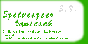 szilveszter vanicsek business card